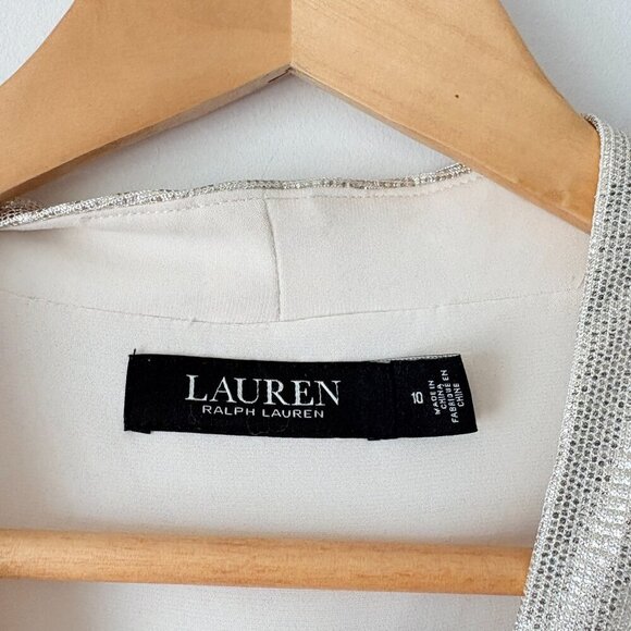 Lauren Ralph Lauren Metallic Shine Print Halter Dress Size 10 - Picture 9 of 10